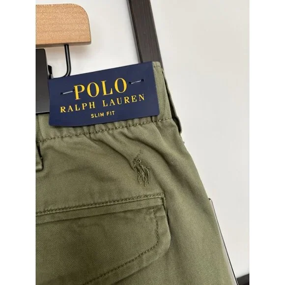 Polo Ralph Lauren Utility Cargo Pants Slim Fit Olive Green Size 34x30 Preppy NWT
